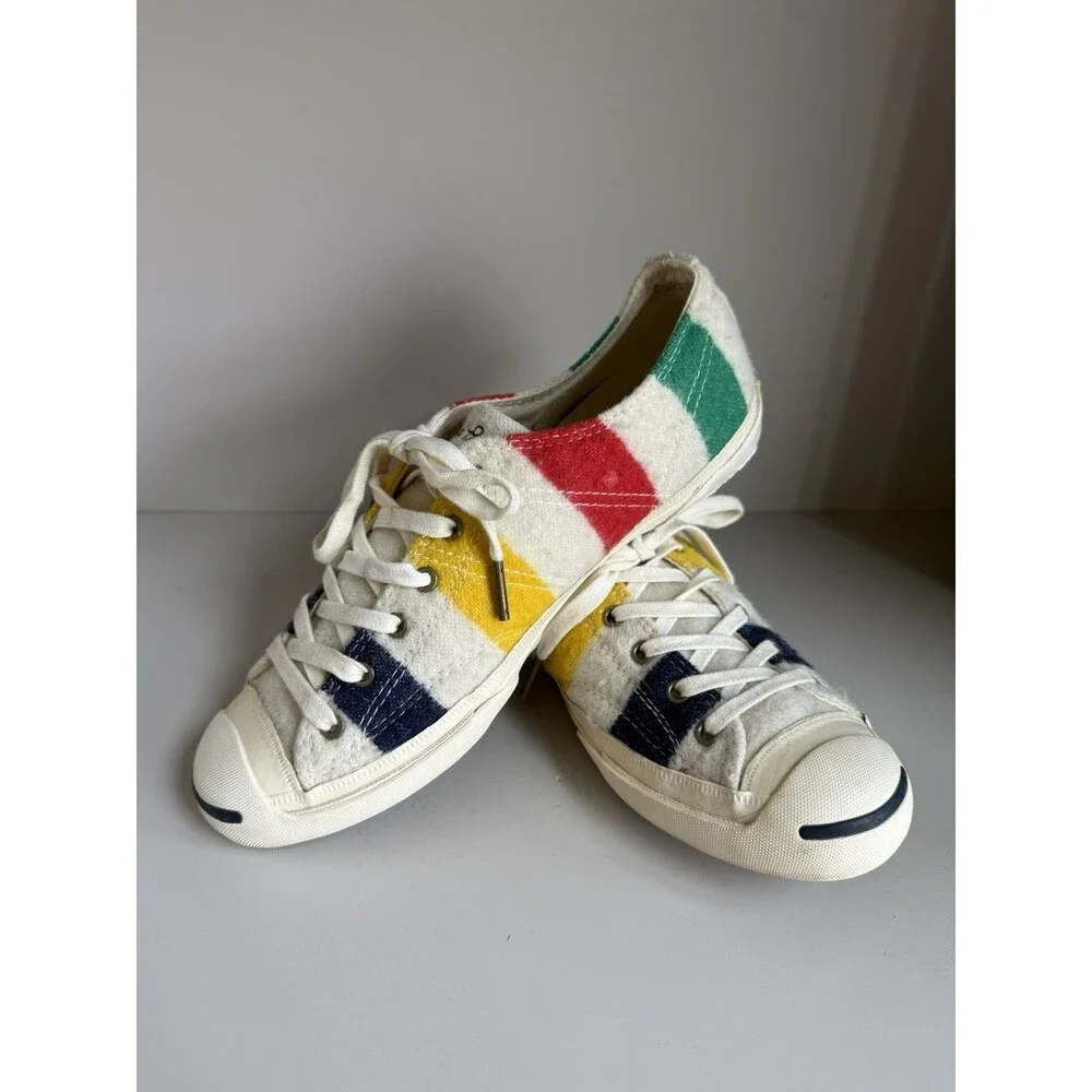 Converse Jack Purcell Hudson's Bay Women Size 8 Colorful Stripe Shoes - Picture 1 of 6